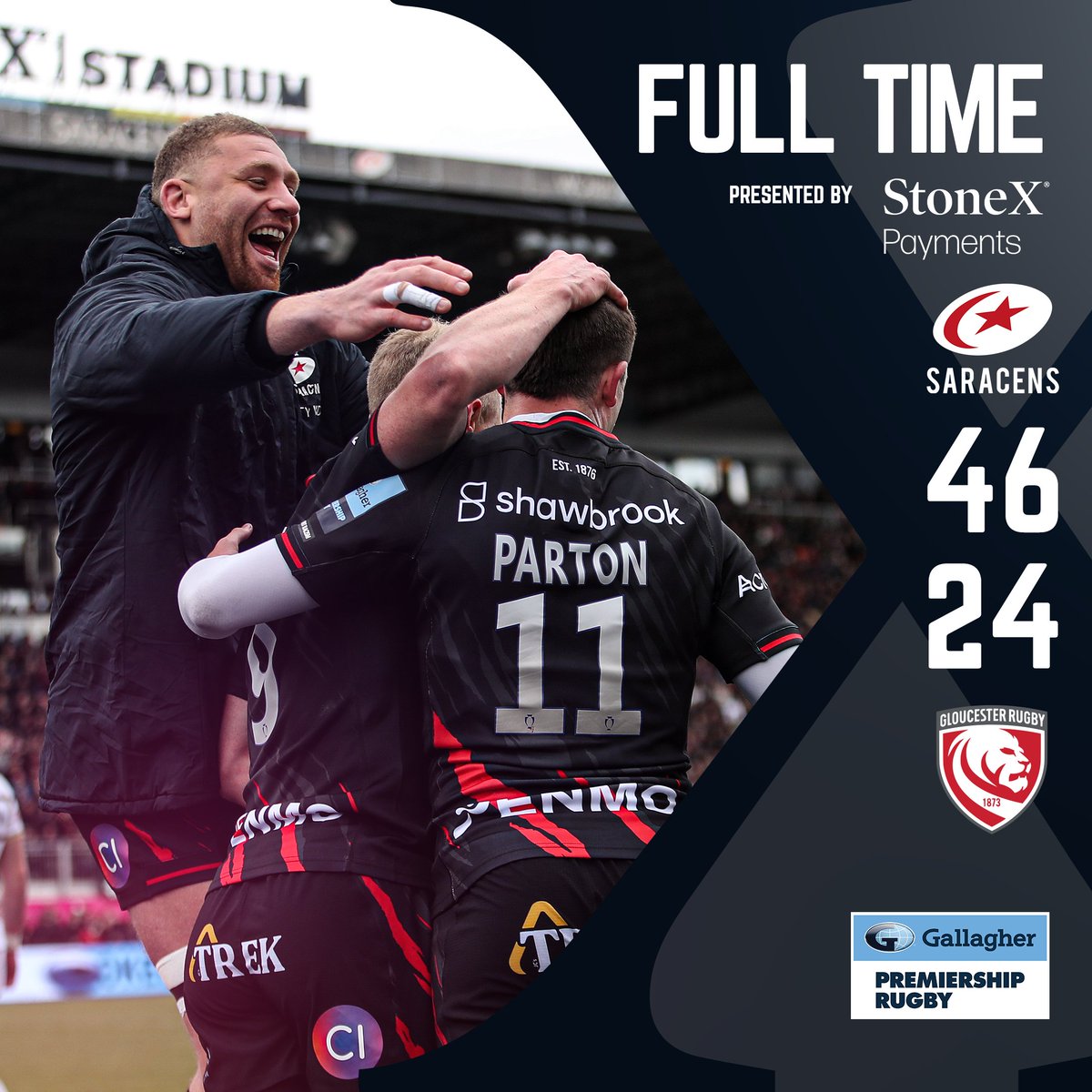 5️⃣ points in the 🎒!

#SARvGLO #FT
#YourSaracens💫
@StoneX_Payments