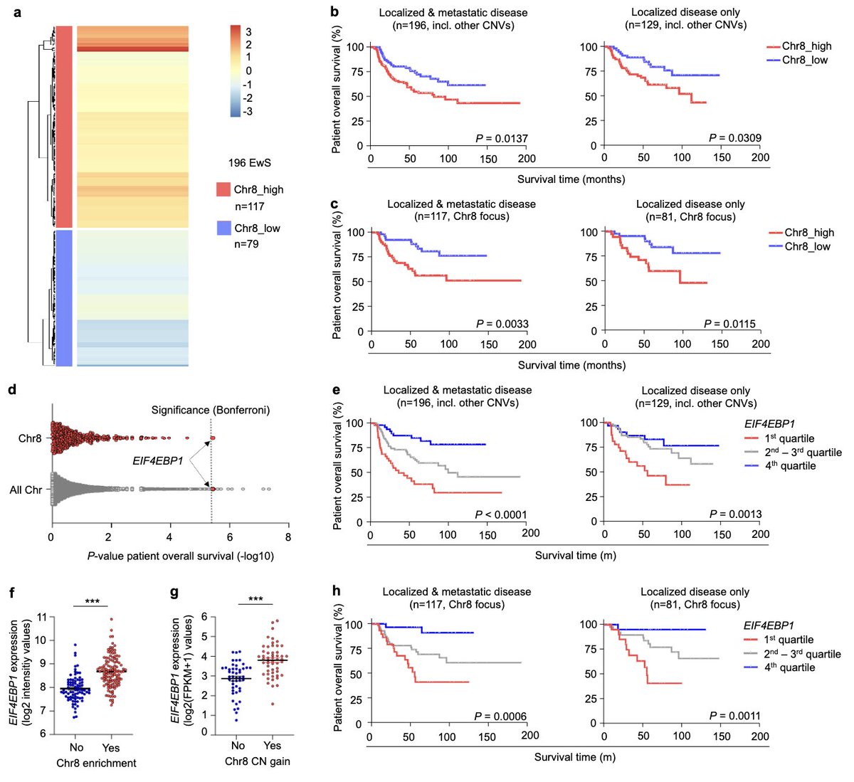 Please RT: chr8 gains are prognostic in #Ewing #sarcoma, especially in absence of other recurrent CNVs. Read our updated @biorxivpreprint to learn how this is mediated via 4E-BP1, which sensitizes for targeted therapy with CDK4/6i.
@KiTZ_HD @DKFZ @NCT_HD 

tinyurl.com/57amtbdp