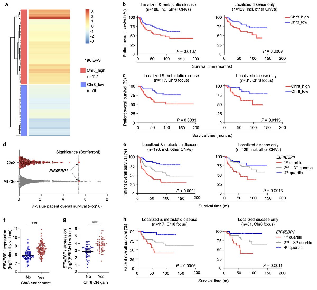 Please RT: chr8 gains are prognostic in #Ewing #sarcoma, especially in absence of other recurrent CNVs. Read our updated @biorxivpreprint to learn how this is mediated via 4E-BP1, which sensitizes for targeted therapy with CDK4/6i. @KiTZ_HD @DKFZ @NCT_HD tinyurl.com/57amtbdp