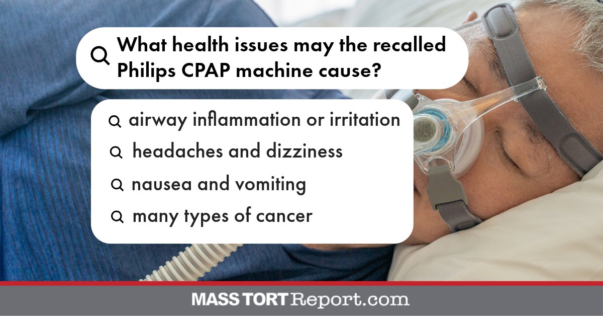 Recalled #PhilipsCPAP and #BiPAP machines contain a potentially dangerous PE-PUR sound abatement foam. This foam can break down and get into a person’s airways, and has been linked to #cancer as well as other severe health risks. Click the link for more. bit.ly/3TRSk3T