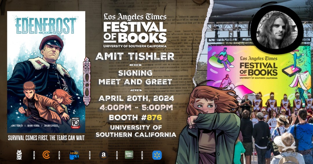WrathOfTish's tweet photo. HEADS UP: EDENFROST SIGNING @latimesfob
Meet me @MadCaveStudios booth #876 today at 4PM to get signed copies of #Edenfrost! ❄️
Where?: @USC , Booth #876
When?: 4PM-5PM
What?: https://t.co/wx9odeBm1B
Cya there! 👋
#labookfest #latimesfestivalofbooks #comics #ncbd https://t.co/VmoLqw5Dfn