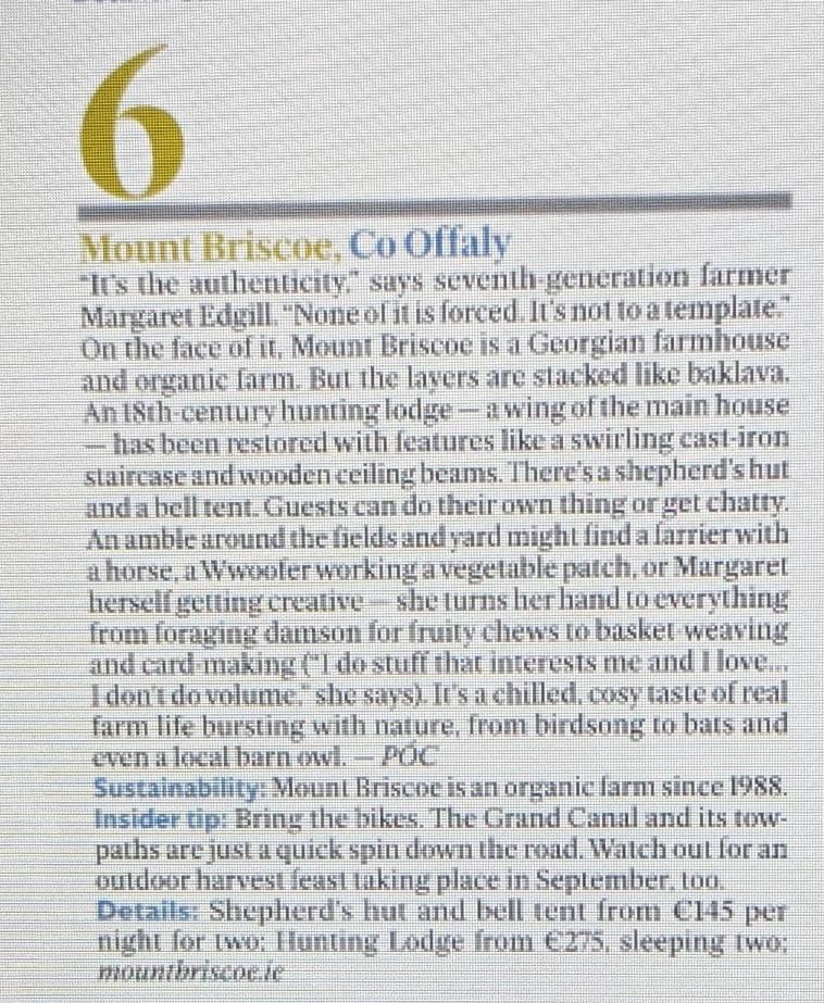 2/2
Thank you from all at Mount Briscoe and hoping you come visit us xx 

#mt_briscoe #Offaly #irelandshiddenheartlands #visitoffaly #offalycountycouncil #IndoFab50 #Indotravel #irishindependent #independentweekend
#poloconghaile #nicola_brady
#slowtourism #farmstays
 #staycation