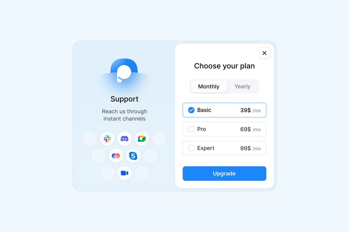 Change plan modal