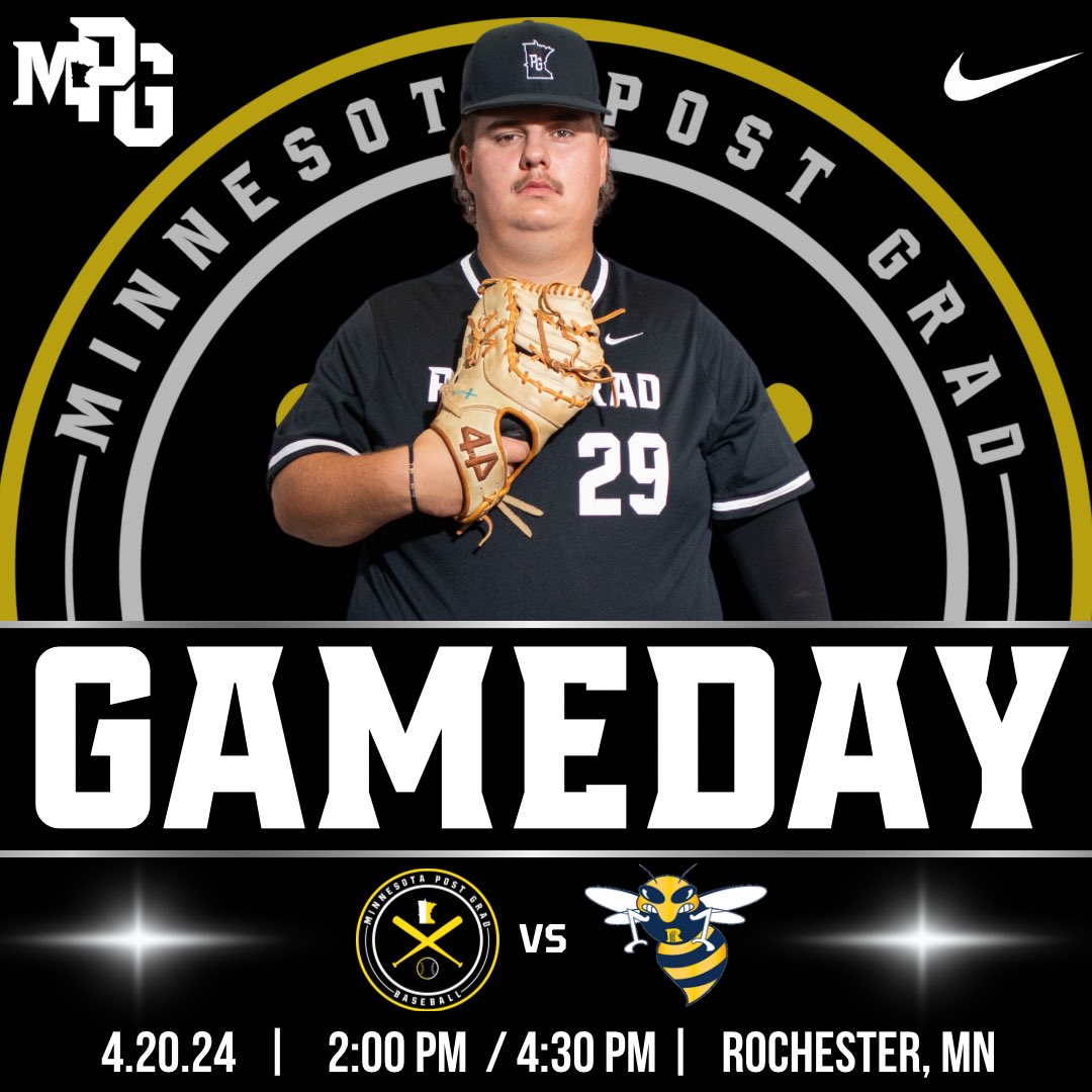 MPGbaseball's tweet photo. 🚨GAMEDAY🚨

🗓️ 4/20/24
🆚 RCTC
📍 Rochester, MN
⏰ 2:00 PM / 4:30 PM

#PostGrad #GapYear #Uncommitted #MPGBaseball https://t.co/O28vdsyV6V