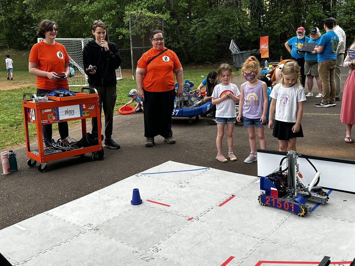 Having robot  fun at our family fun night.