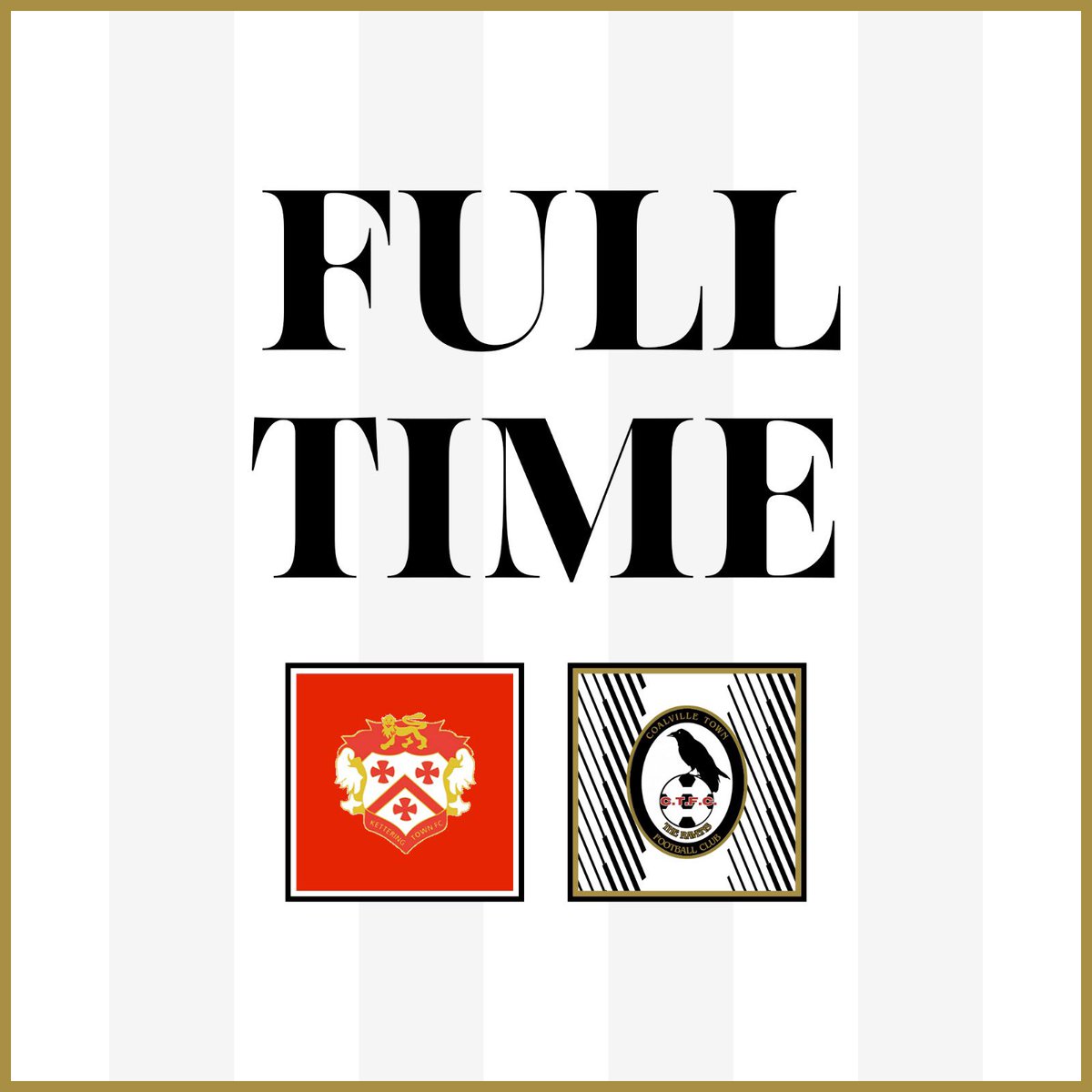 FT: Kettering Town 1-0 Coalville Town. The result doesn’t match the performance today, created enough to win two games plus a soft red card means it’s a narrow defeat on the road.