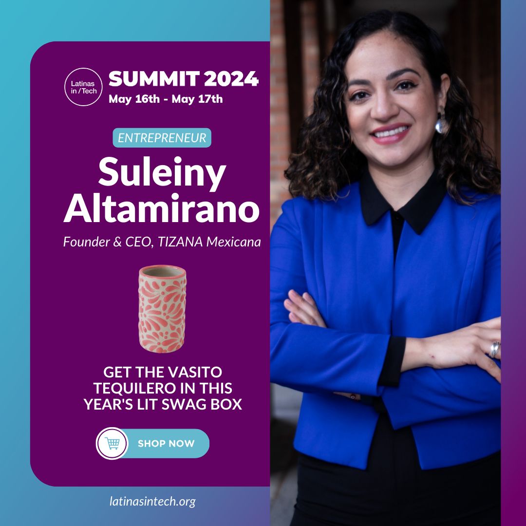 ✨ #LiTSummit2024 Swag Box #EntrepreneurSpotlight! ✨

Meet Suleiny Altamirano, Founder & CEO of TIZANA Mexicana. Get a ceramic #talavera vasito #tequilero when you purchase the LiT Summit Swag Box! 😍 🌟

👉 Buy LiT Swag Box: buff.ly/3SXpSx8

#LatinasInTech #ArtisanMade