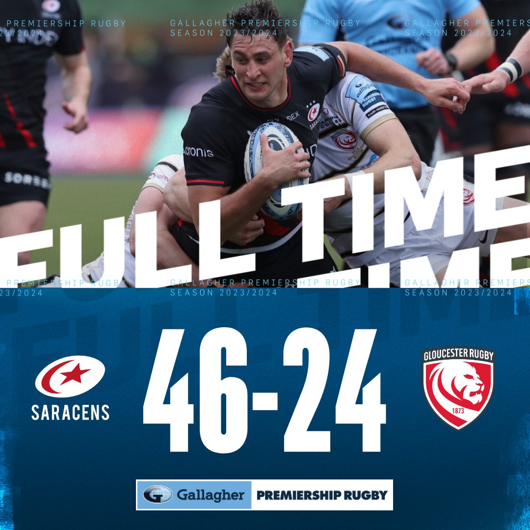Putting on a show 🤩

@Saracens secure five points against @gloucesterrugby at a packed out StoneX Stadium 👏

#GallagherPrem | #SARvGLO