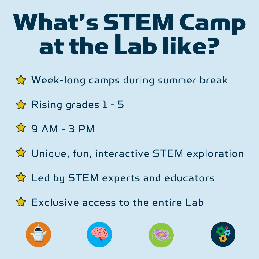 Learn something new, while having fun at STEM Summer Camp this summer! 🧠🤖🌌⚙️ ☀️ childsci.org/camps