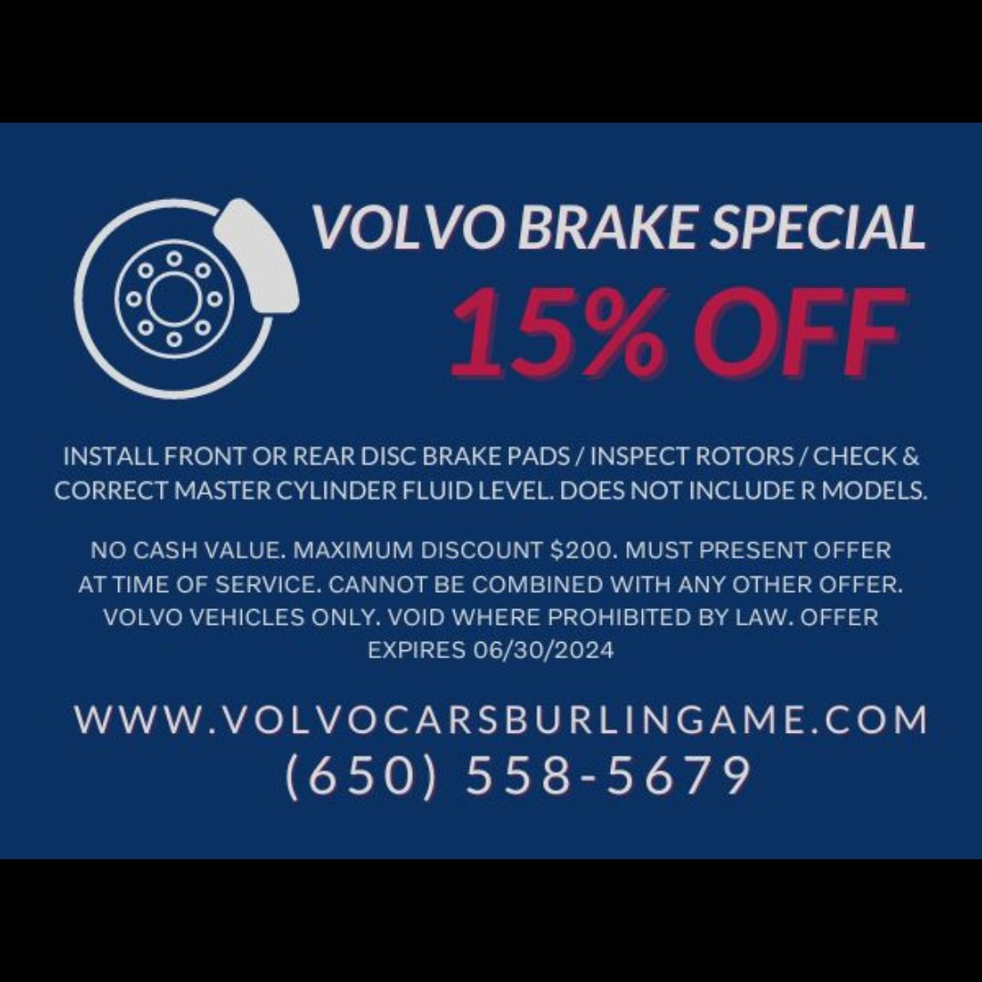 PutnamVolvo's tweet photo. Come by and take advantage of this service deal before it expires!

#putnam #putnamauto #putnamautomotive #putnamfamilydealerships #cars #volvo #volvocarsburlingame #putnam #showroom #dealership #burlingame #sanmateo https://t.co/ARLTh94Otb