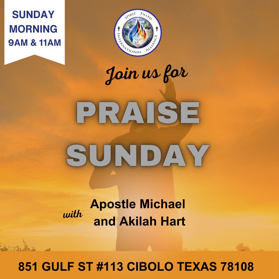 Join us tomorrow at 9AM or 11AM CT for Praise Sunday, let's share in the blessings of worship together. See you there! 🙌🙏

#SundayWorship #GatheringInFaith #SpiritualCommunity #FaithCommunity #WorshipTogether #SpiritFilledFamilyChurch #SFFC