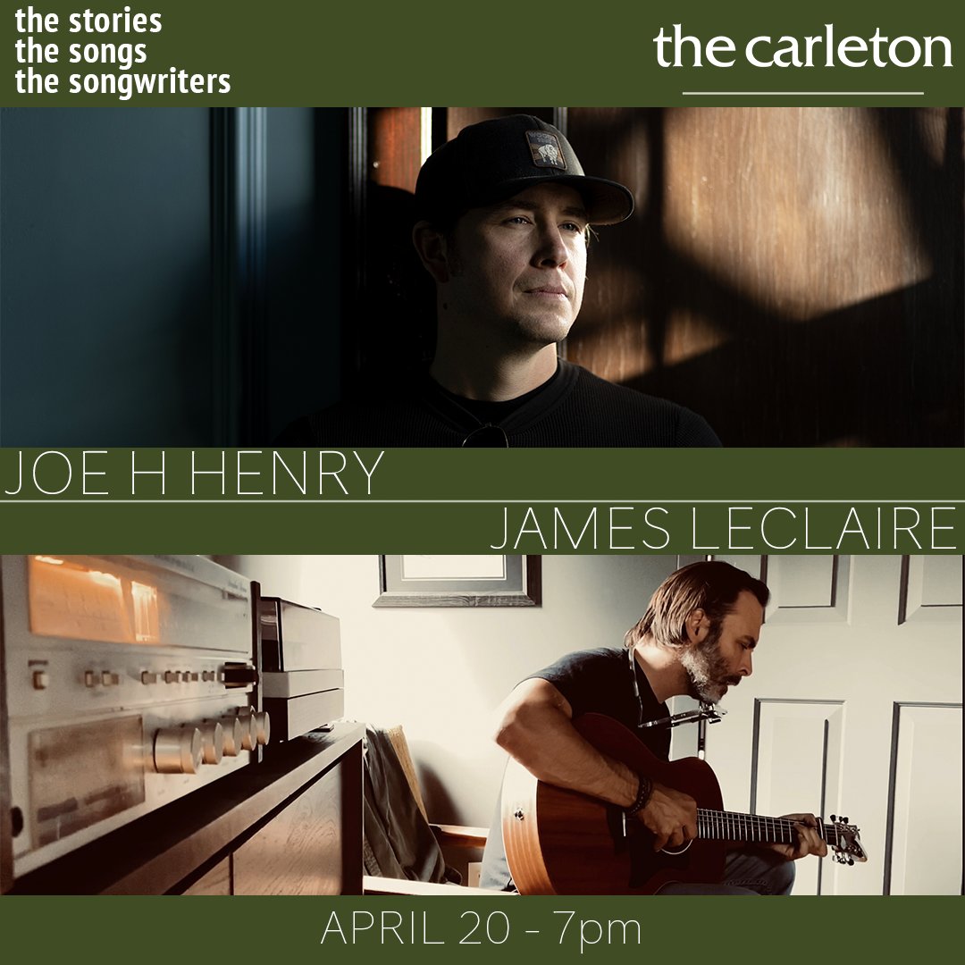 Join us TONIGHT for Joe H Henry and James Leclaire live at The Carleton. It's going to be a special night folks! Showtime is 7pm. Tickets: thecarleton.ca/events/joe-h-h…