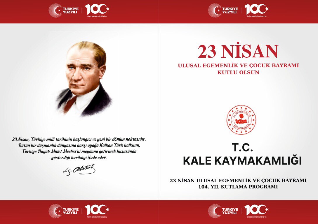 OrayKale's tweet photo. 🇹🇷🇹🇷23 Nisan Ulusal Egemenlik ve Çocuk Bayramı ilçe programı okulumuzda düzenlenecektir. Milli egemenliğin 104.yılı coşkusunu hep beraber yaşamak için tüm halkımızı programımıza bekliyoruz.🇹🇷🇹🇷@kalemem20 @denizlimem @totak2066 @sinemkacmaz @KaleKitapOkuyor https://t.co/ds6F7i1mR1