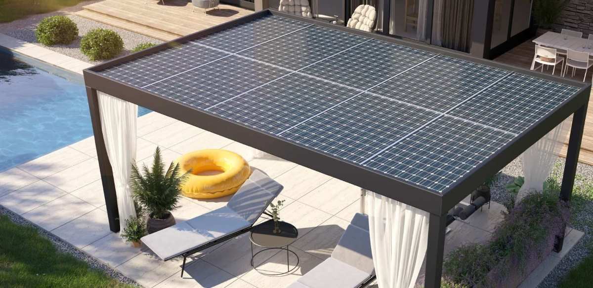 Nueva pérgola solar con sistema de recuperación de agua de lluvia incorporado. ow.ly/qpCL50R0EIq #FelizSábado