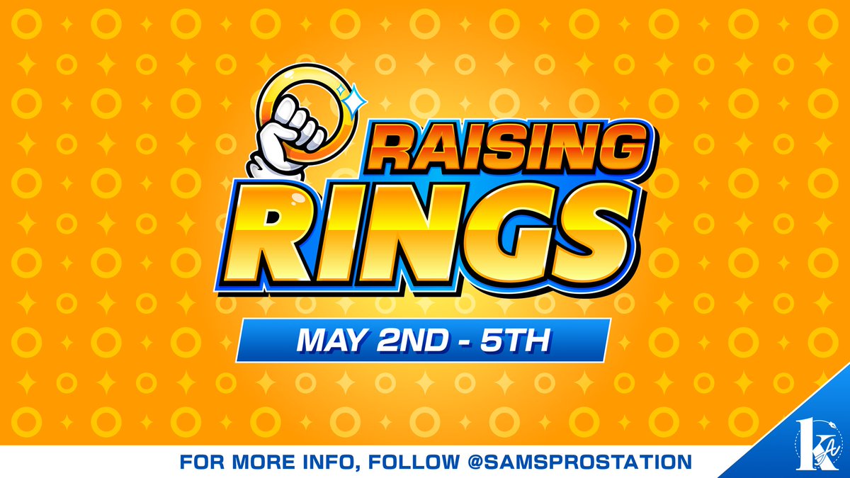 ✨ Introducing – Raising Rings 💛 From May 2nd to May 5th: Join the Sonic the Hedgehog community by streaming any Sonic game & raising money in support of @SpecialEffect! More Info: @SamsProStation Logo Design & Branding: Me 🥹 Hand Art: @Mardiculous + @Edible_Potatoes 💙🙏