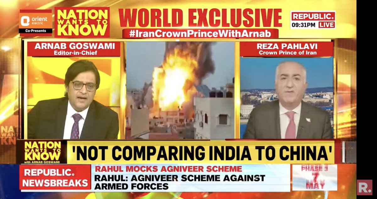 MEGA WORLD EXCLUSIVE #IranCrownPrinceWithArnab | 'Nobody will benefit from this instability': Crown Prince of Iran Reza Pahlavi (@PahlaviReza) on Nation Wants to Know - youtube.com/watch?v=LB1C8z… #Iran #Israel #RezaPahlavi #IranIsraelConflict #NationWantsToKnow