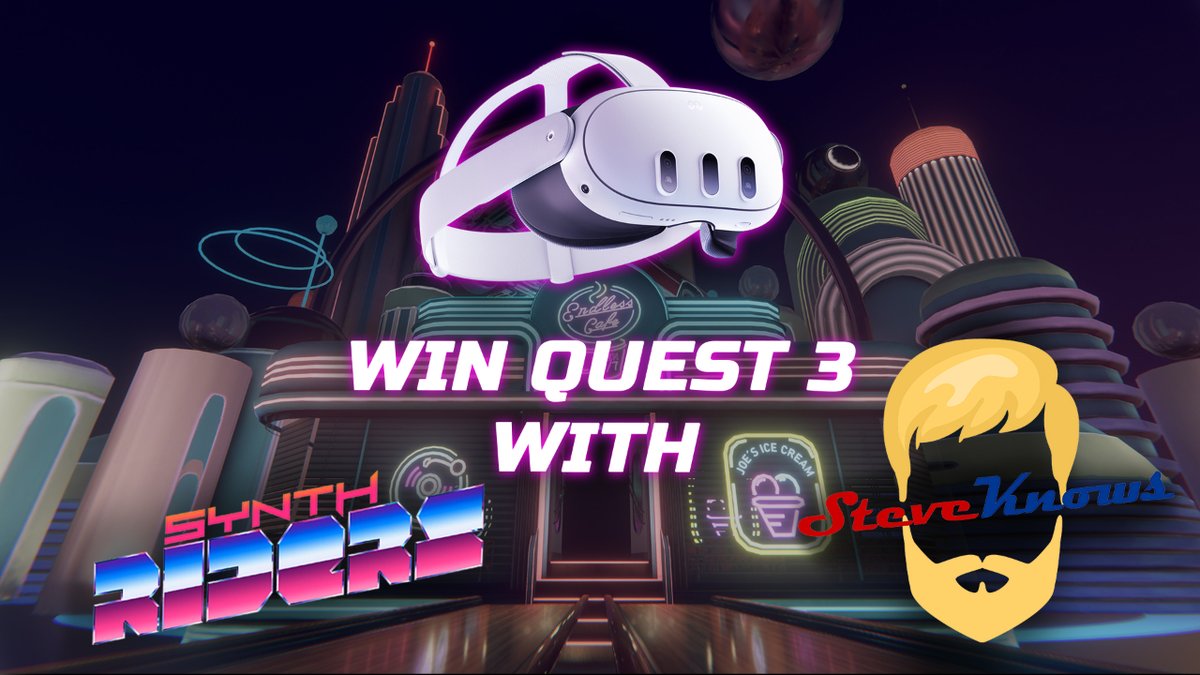 This is your chance to WIN a Meta Quest 3 as we continue celebrating the launch of '80s Mixtape - Side A' for Synth Riders; in collaboration with Steve Knows! 👉 Link in bio and/or comments! #MetaQuest #Quest3 #VR #VRGaming