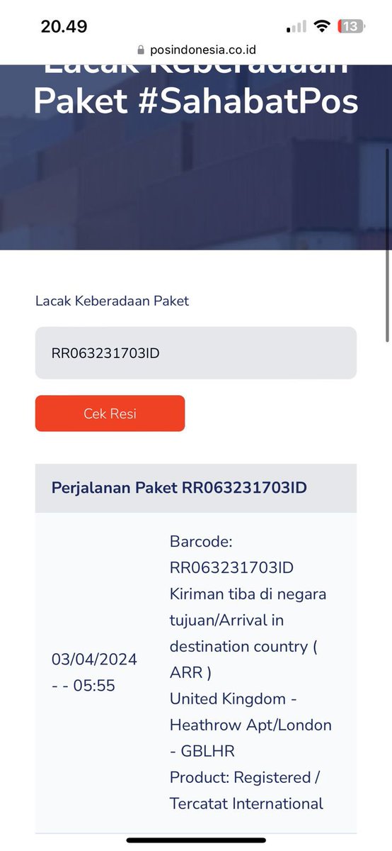 faridrafid__'s tweet photo. @RoyalMail  I send packet from bali indonesia  used @PosIndonesia &amp; they mantion was arrived in country destination UK 03/042024 handle with @RoyalMail @RoyalMailHelp but until now I dont see new update, where my packet? https://t.co/ih0eh5BumJ