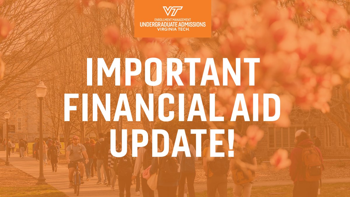 Out-of-state admitted students, check your applicant portal for updated financial aid information! #VirginiaTech