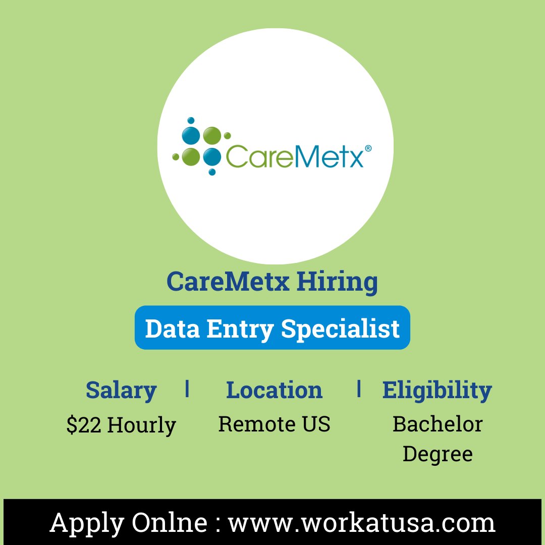 🚀 Exciting Opportunity Alert! 🚀 Join our team at CareMetx and make a difference! We're hiring Data Entry Specialists for remote positions across the USA. #RemoteJobs #DataEntry #CareMetx #USA 🌟 🌐 APPLY HERE : zurl.co/4cU2