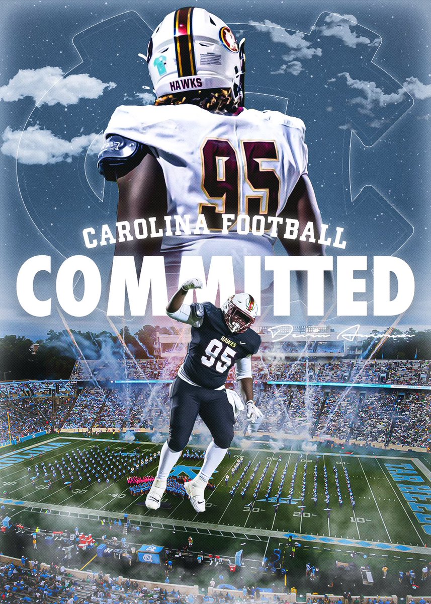 AGTG!!! It’s time to be UNCommon! I’m 1000% committed to the University of North Carolina @UNCFootball. Thanks to my parents, coaches, teachers and trainers for making this possible. @CoachMackBrown @TedMonachino @coachjlovelady @MC_Recruiting @MCFootballCoach @JedHodges2