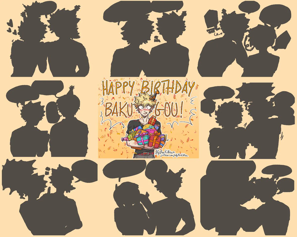 It's Bakugou's birthday!!! Let's celebrate Blasty on his day with a lot of presents from his boyfriend, friends and family~ on my Ptr€0n you can find more arts with more mha characters and their gifts 💕 Now tell me: what would you gift to Katsuki? Comment below~