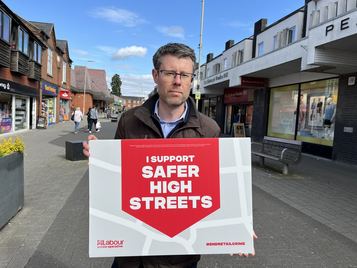 Labour’s plan for safer high streets: 

➡️More neighbourhood police officers & PCSOs back on the beat
➡️Ensuring thefts under £200 are properly investigated and dealt with
➡️Enforcement of a new criminal offence of assault against retail workers

#EndRetailCrime