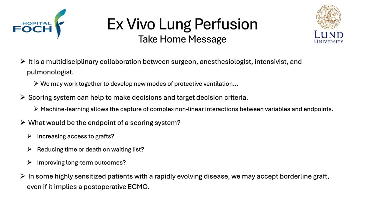 - Take Home Message for EVLP in 🫁 trxp - Presented by @fessler_julien 🇫🇷 and @lindstedt_s 🇸🇪 - Join our group of 34 centers across 17 nations and 5 continents for monthly discussion of 🫁 transplant anesthesiology and critical care - free for all to join - Next session on