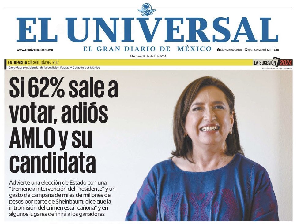 La mayoría de las personas en la Convención de los Banqueros aplaudió a Xóchitl, El universal que le daba a la #NarcoCandidataClaudia42 50 puntos de ventaja también cambió. Las señales son claras Xóchitl será la próxima presidenta de México.