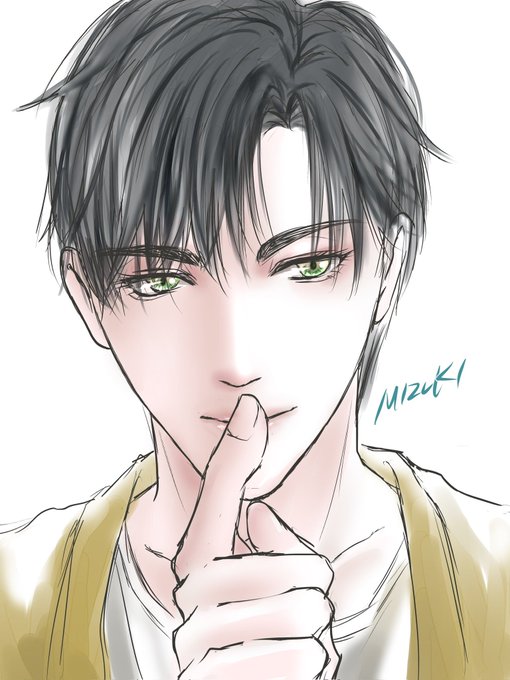 「finger to mouth male focus」 illustration images(Latest)