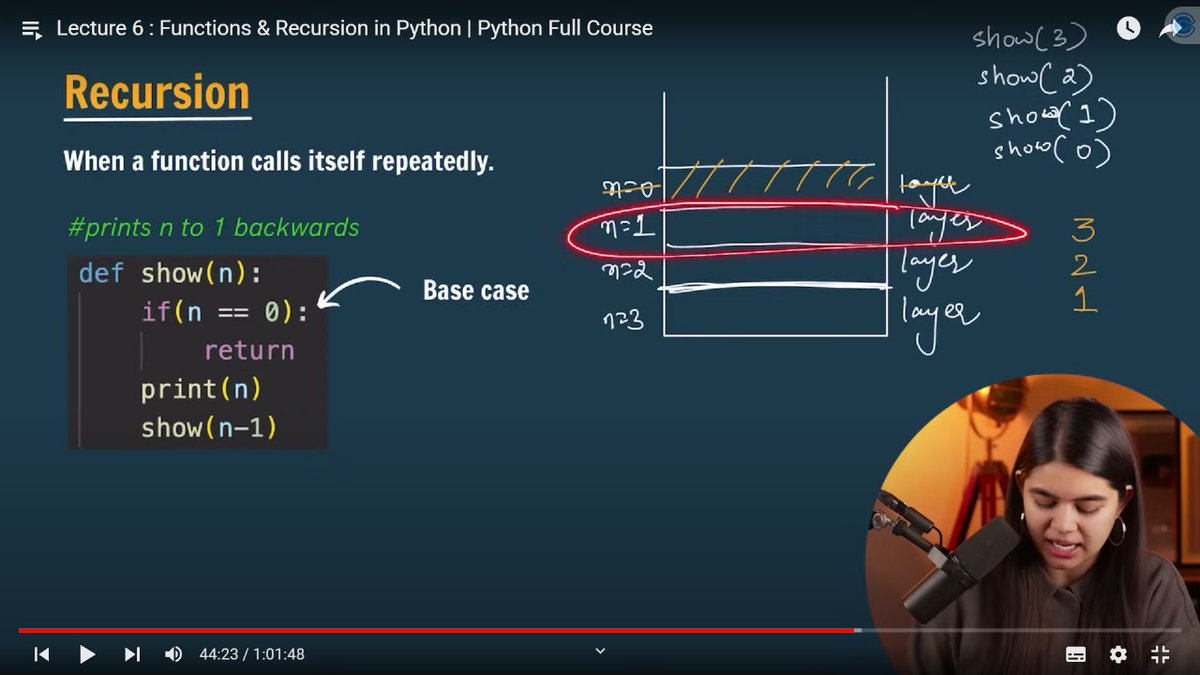 demicoder14527's tweet image. Day 6 of learning python 🐍
Today&apos;s lec ie lec 6 was really interesting 🤌and heavy to grasp , topics covered are  Functions in python, Recursion 🚀🌐
#bhupendrajogi #learninpublic #connect