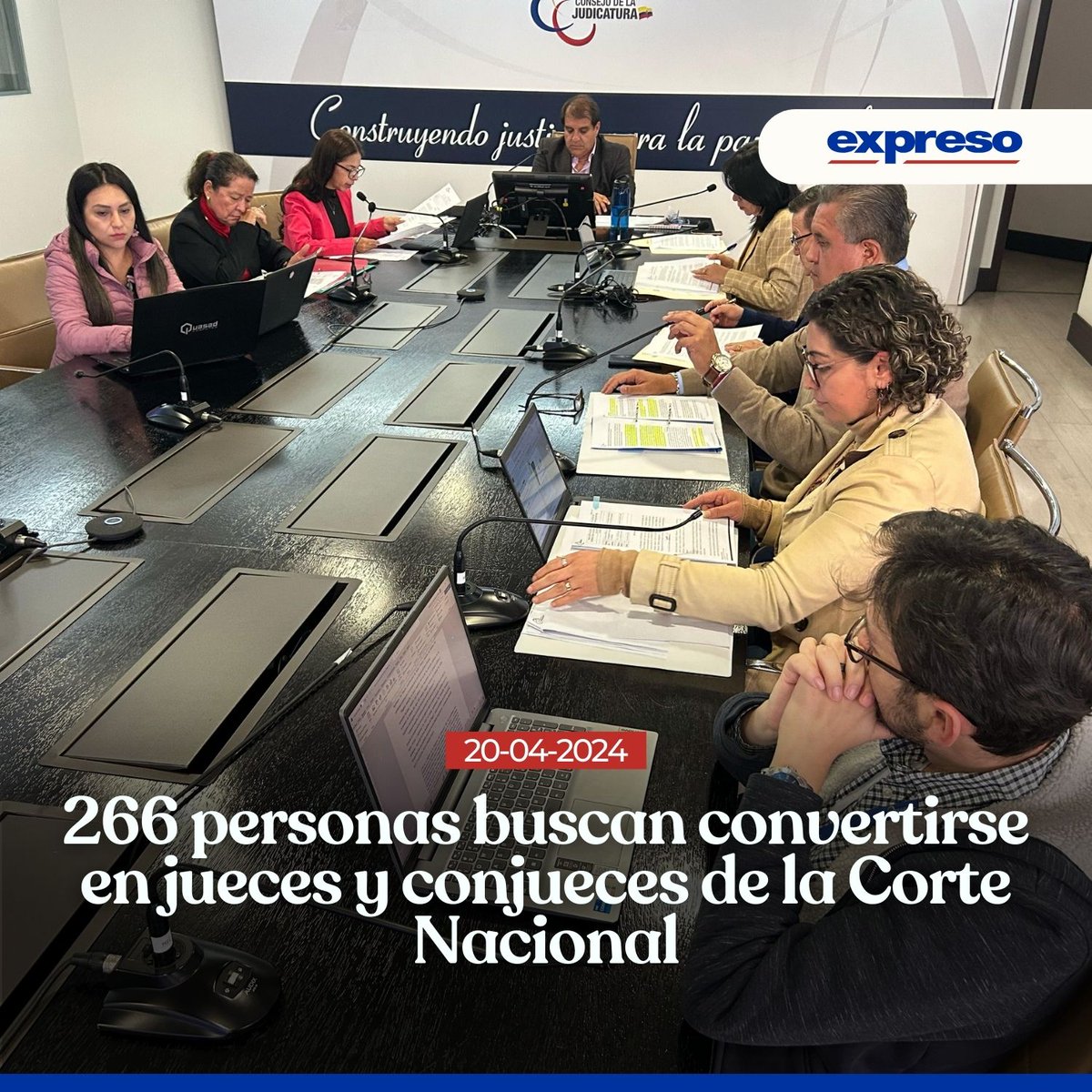 Expresoec's tweet photo. El Consejo de la Judicatura informó que el Pleno aprobó una resolución con la lista de 266 profesionales del Derecho que se inscribieron y serán los postulantes para el concurso de selección de jueces y conjueces de la Corte Nacional de Justicia.👉 https://t.co/L8h3t8bDn5 https://t.co/pnDYnraSik