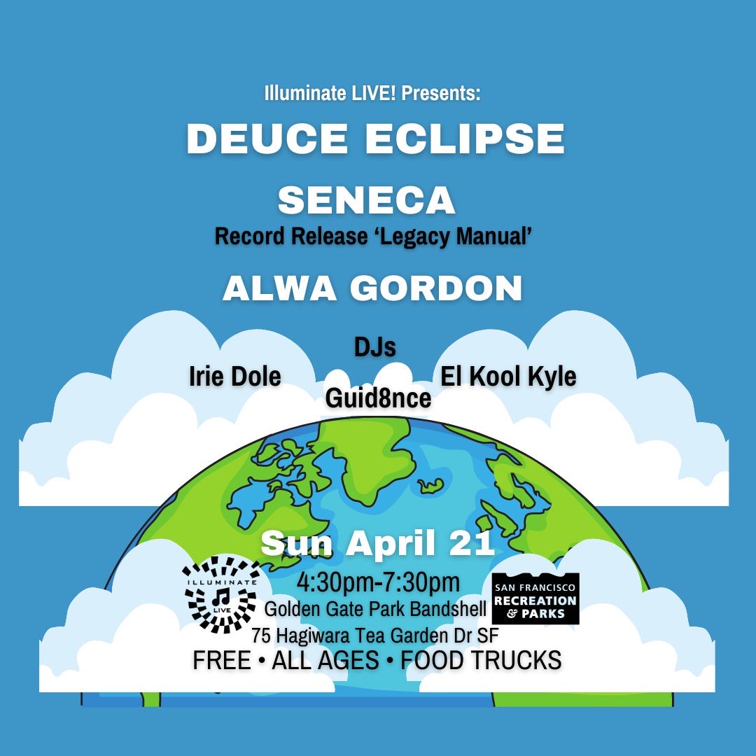 Crucial Reggae Sundays is celebrating Earth Day in a BIG way! The stellar lineup features: DJs: Irie Dole DJ Guidance DJ El Kool Kyle Special Guests: DEUCE ECLIPSE Seneca Alwa Gordon + More! The vibes start at 4:20pm, all are welcome, come down and dance it out. @recparksf