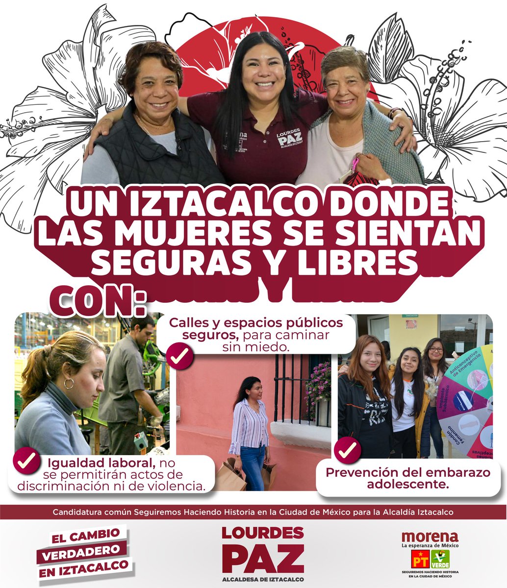 La discriminación y la violencia contra las mujeres no tienen cabida en Iztacalco. Protegeré a las mujeres de sus violentadores y fomentaremos su autonomía económica con actividades educativas y laborales. #MujeresLibresDeViolencia