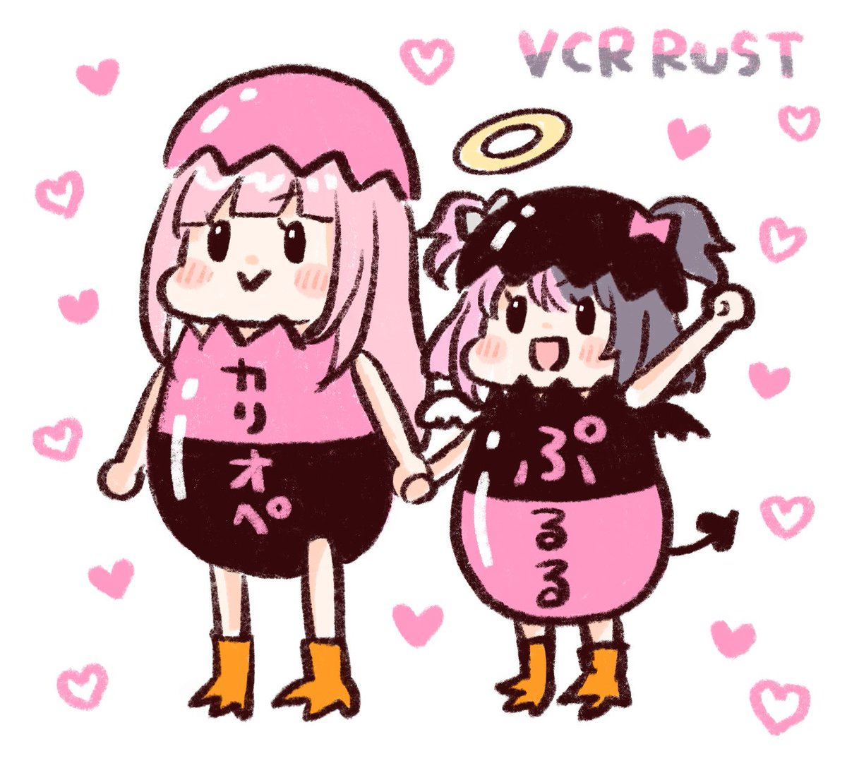 カリオペぷるる親子おそろいコスチュームかわいい〜💀🤍🎀🖤☺️💕Nice Marutake~~~♪ #callillust #ぷるるあーと #VCRRUST