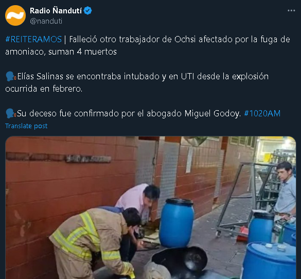 PyQuinto's tweet photo. #TragediaOschi no dejó muertos en Tablada porq era Semana Santa. Hasta hoy ni una multa a #Frigomerc tras fuga d amoniaco #PuertoMatadero o #PuertoMaderoAsuncion @enriquevp @Carlosmperalta @oscar_marandu @LuisBareiro @minaftv @gusrecaldepy @robertososapy 
https://t.co/vw7l5Rrfx9 https://t.co/c5VdORKuot