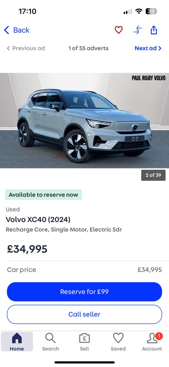 🚨Nearly New EV Deal Alert🚨

2024 Volvo XC40 Recharge Core 69 kWh (RWD) with just 5 miles for £34,995
🤩⚡️⚡️⚡️⚡️⚡️🤩#EVdeals 

autotrader.co.uk/car-details/20…