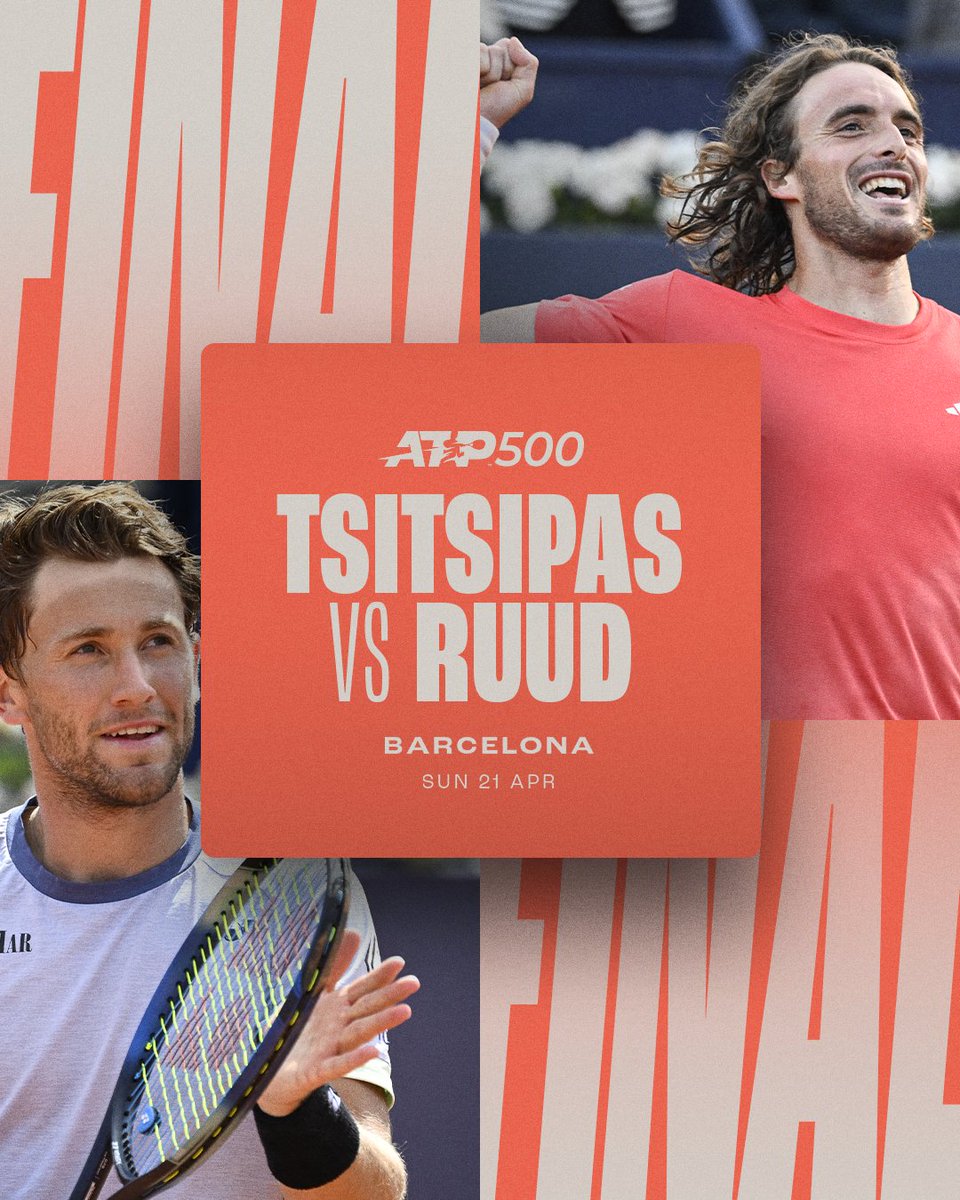 atptour's tweet photo. Two remain in Spain! 🌟

@steftsitsipas vs @CasperRuud98 book a @ROLEXMCMASTERS final rematch

@bcnopenbs | #BCNOpenBS https://t.co/l9M82i3T5Q