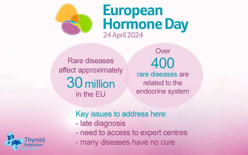 ThyroidFed's tweet photo. Rare endocrine diseases, despite their rarity, collectively affect approximately 30 million people across Europe. It is estimated that it takes an average of four years to receive a #raredisease #diagnosis. #EuropeanHormoneDay #ESE #endocrinology #endocrine https://t.co/UPL1w2riWQ
