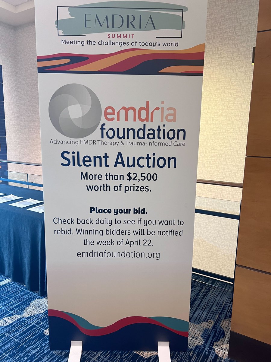 The Silent Auction is open until 2 p.m. today. emdriafoundation.org/donate/ #emdriasummit #emdr #trauma #psicologia #emdrtherapy #psicoterapia #mentalhealth #therapy #ptsd #psicologa #traumarecovery #counselling #psychotherapy #traumainformedcare #TherapistTwitter #emdrtherapist