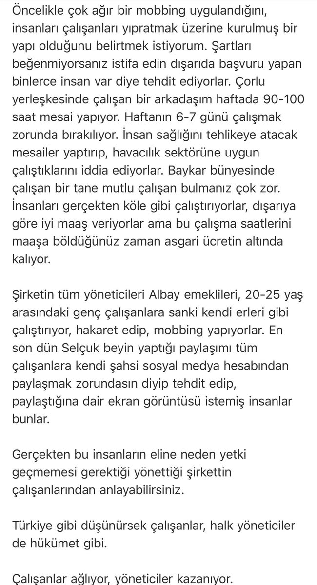 Baykar çalışanlarından gelen mesajı olduğu gibi iletiyorum: Haluk Bayraktar’ın İmamoğlu’na karşı attığı ‘tasmalı köpek’ konulu tweet’i tüm çalışanlarının atmasını istediği, atmayanları tehdit ettiği ve ekran görüntüsü istediği doğru mu?