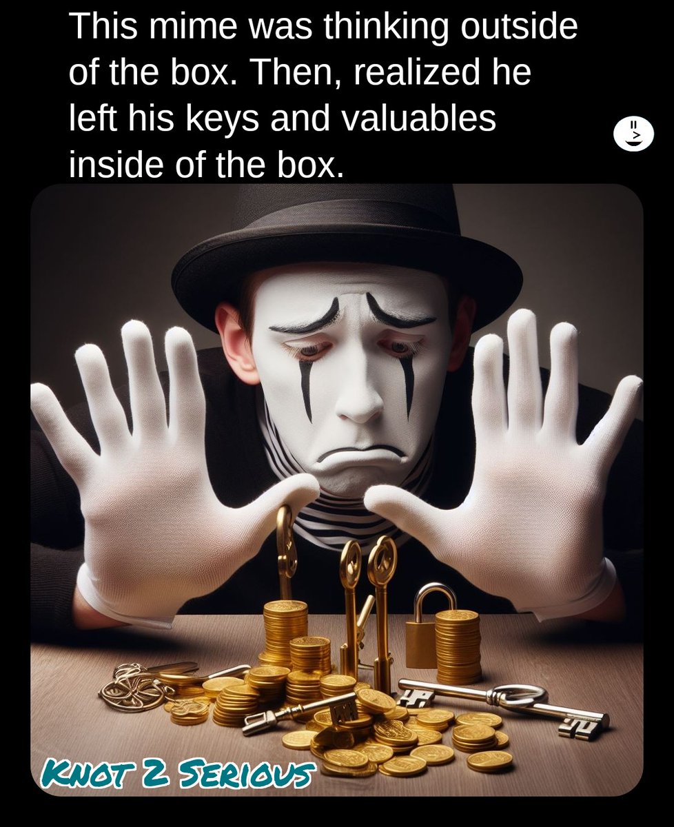 Knot2serious's tweet photo. I am sure they will overcome in this test of... mime over matter.

#MimeIsOfTheEssense https://t.co/VMF9lkrlWN