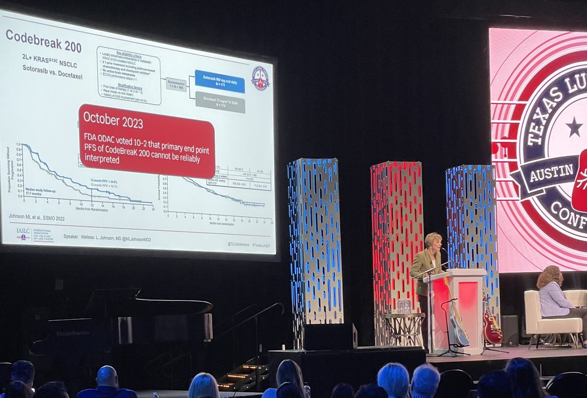Nice commentary on ODAC review of sotorasib by @MLJohnsonMD2 @SarahCannonDocs at #TexasLung24 important lessons for future trial design.