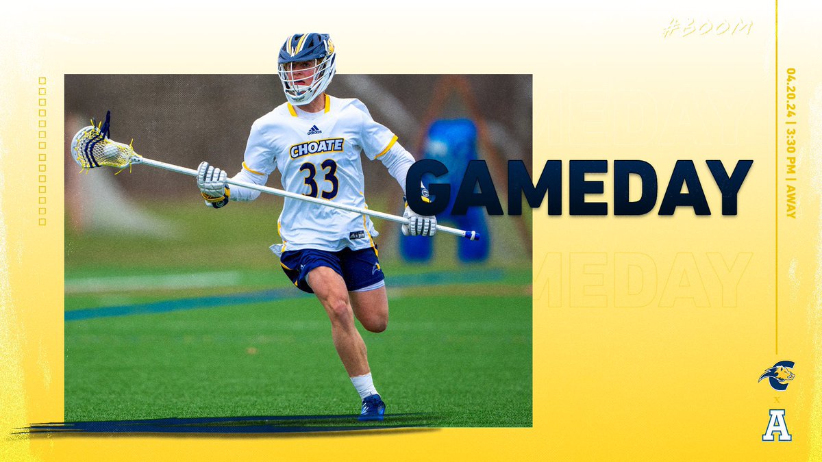 GAMEDAY! 🐗 are back on the road for a business trip to Andover, MA. 🆚 @AndoverLacrosse 🗓️ Wednesday 04.20.24 ⏰ 3:30 PM 📍 Andover, MA 📺 Andover Athletics #BOOM #WildBoarLax #ChoateLacrosse #Choate #lacrosse #GoChoate #preplax #ctlax