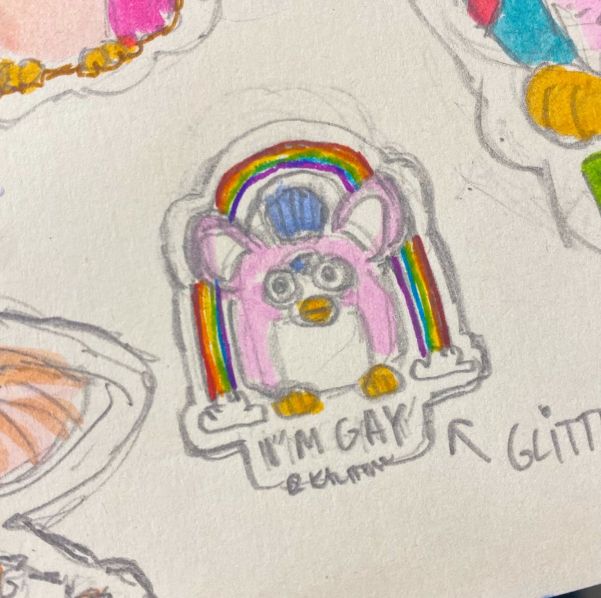Hice sketches de pegatinas/pins de Gizmo y Furbies ✨#art #イラスト