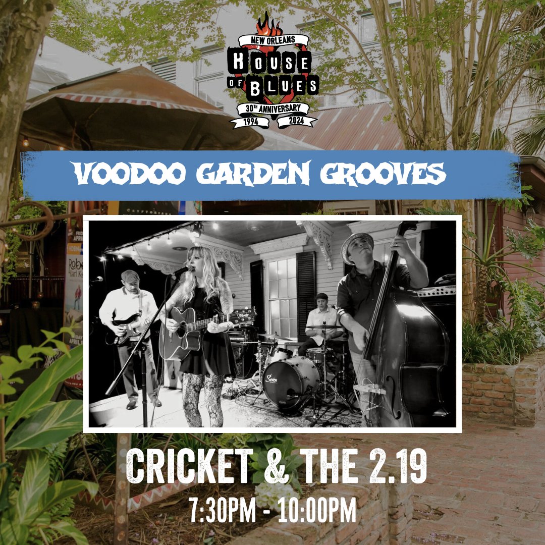 We're certainly on a high today in the Voodoo Garden 🌴 ! Make sure to stop by for some great tunes over an appetite 🥧 🍹 Happy Hour begins @ 5PM 🎸 Live music by Sariyah Idan @ 4PM followed by Cricket & The 2.19 @ 7:30PM 🍔 RSVP via OpenTable: livemu.sc/47CfRv8