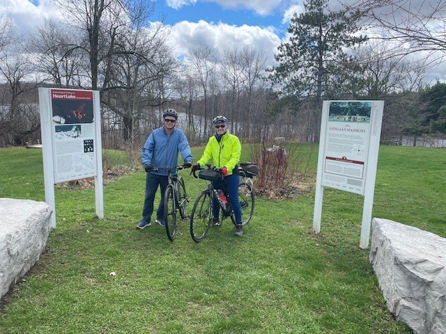 Enjoying the spring weather with a bike ride around Brampton North with local Brampton Environmental Alliance champions, David and Dayle! #ONpoli