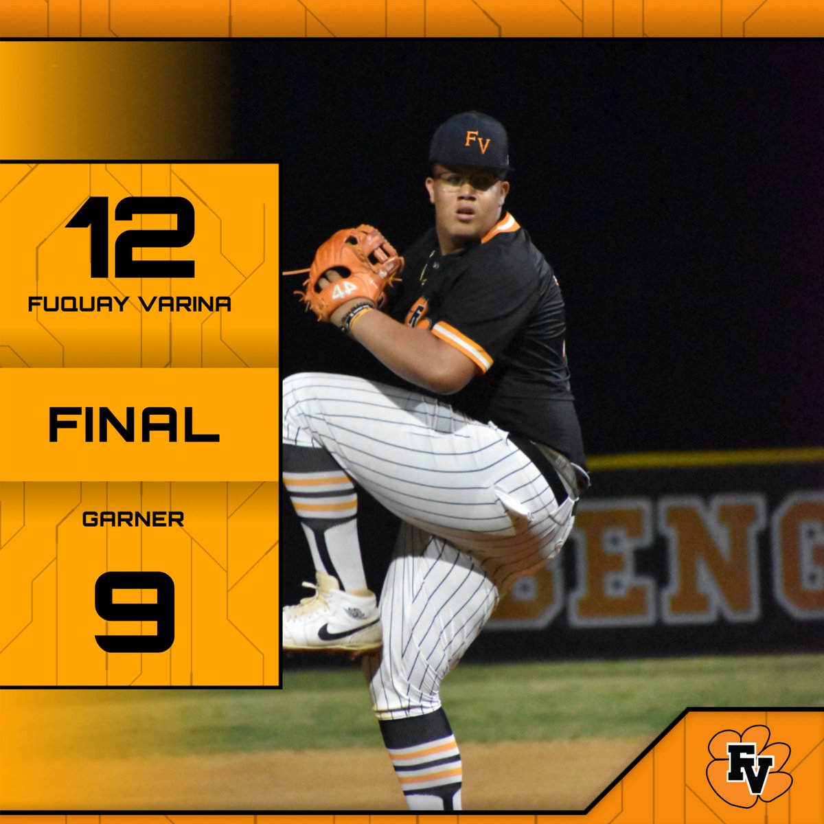 Varsity baseball improves to 8-2 in conference play with a 12-9 win over Garner. #RollBengals