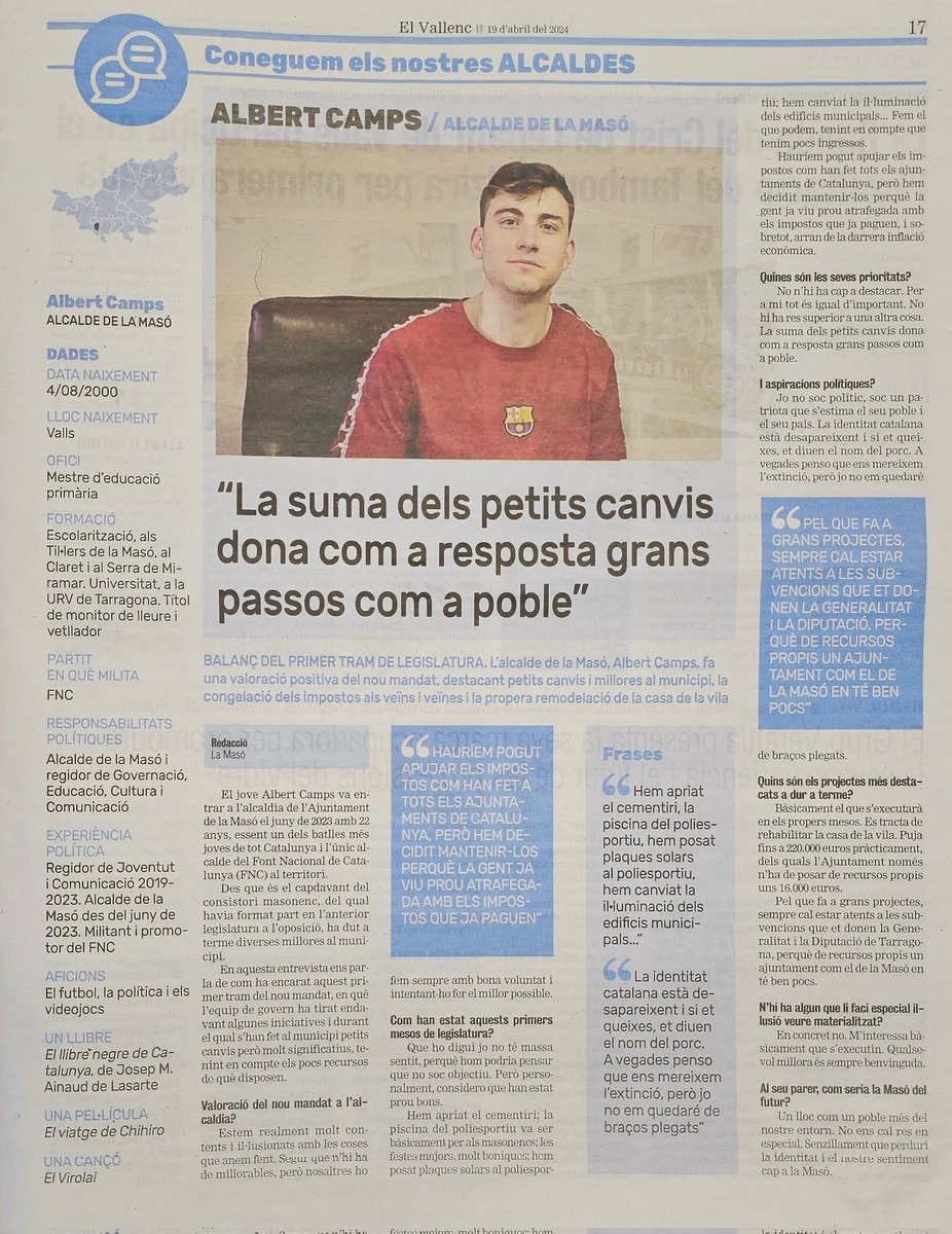 Us deixo una entrevista que m'ha fet aquesta setmana <a href="/elvallenc/">El Vallenc</a>