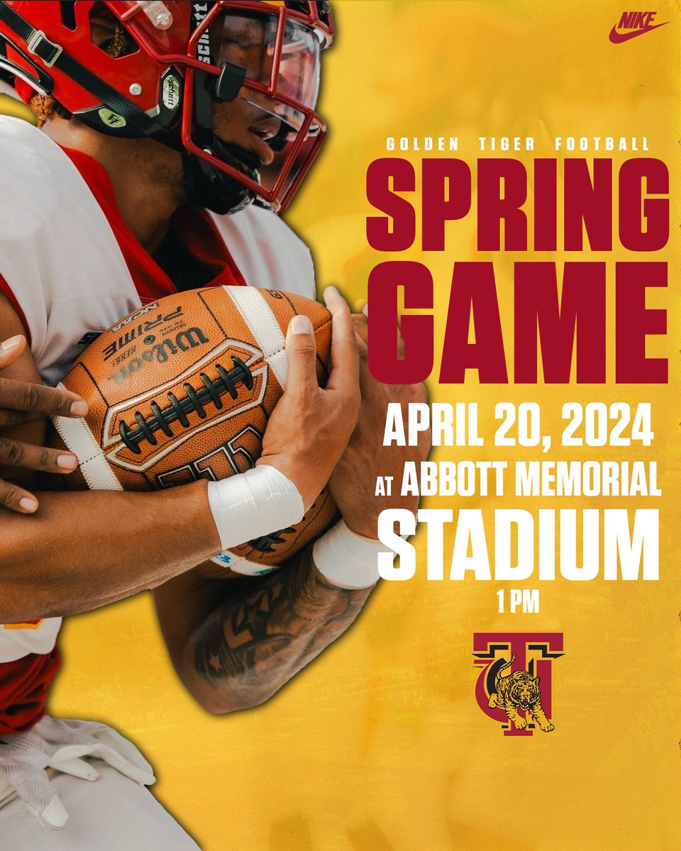 Today is the day! Catch the 2024 Golden Tiger Football Team at today's Spring Game at 1 PM! #SkegeeFB l #SpringGame l #MyTUAthletics